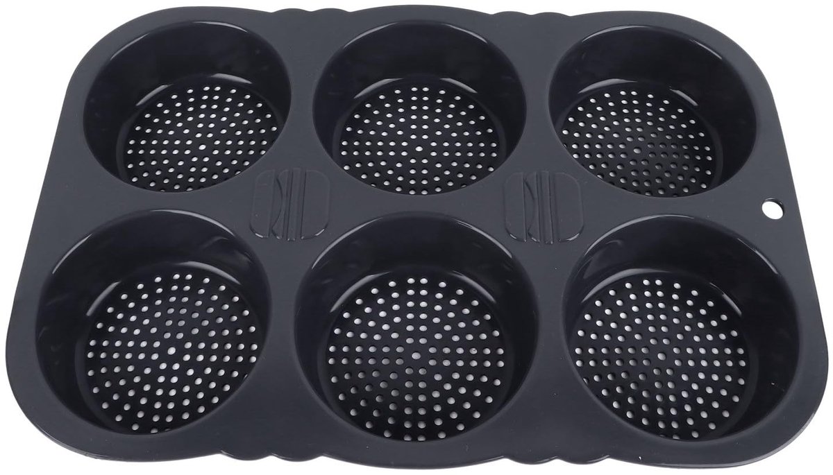 Dailygoods- Hamburgerbroodjesvorm 6 Holtes - Flexibele/Opvouwbare Bakvorm - Siliconen - Hittebestendig - BPA-vrij - Afmetingen 34,5x23,5x4 cm