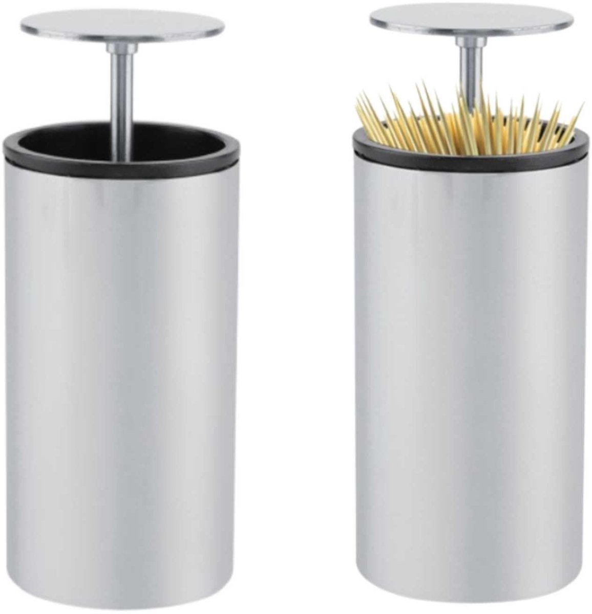 Dailygoods- Tandenstokerhouder RVS - Tandenstoker Dispenser - Tandenstokers - Opbergdoos - Antislip - Voor Thuisgebruik