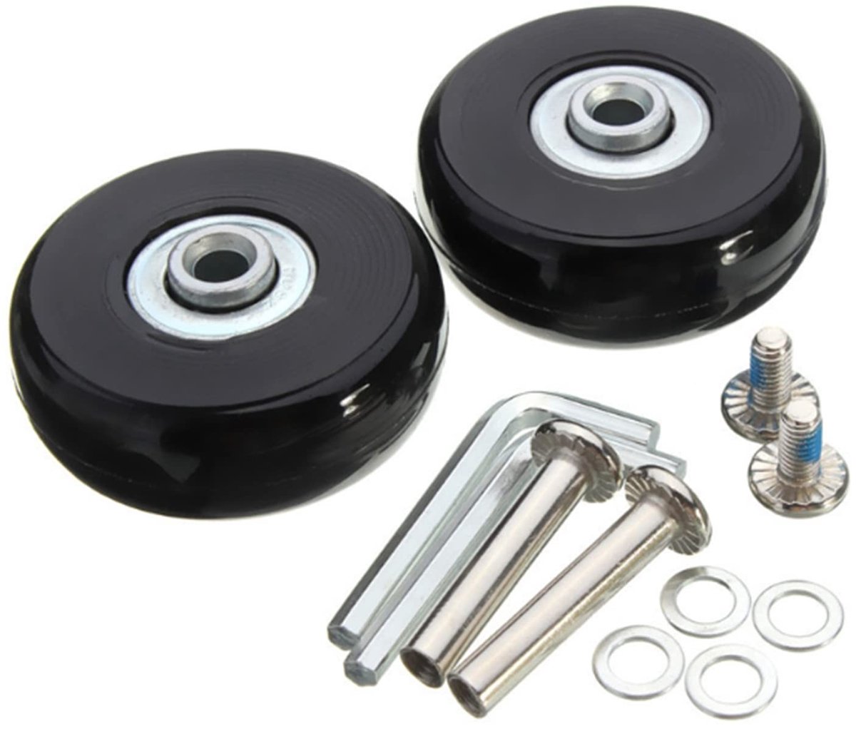 Dailygoods- Bagagewielen Reservewielen - Set van 2 - Rubber/Staal - Afmetingen 50 x 18 mm - Bestand tegen groot gewicht - Inclusief assen - Kofferwielen