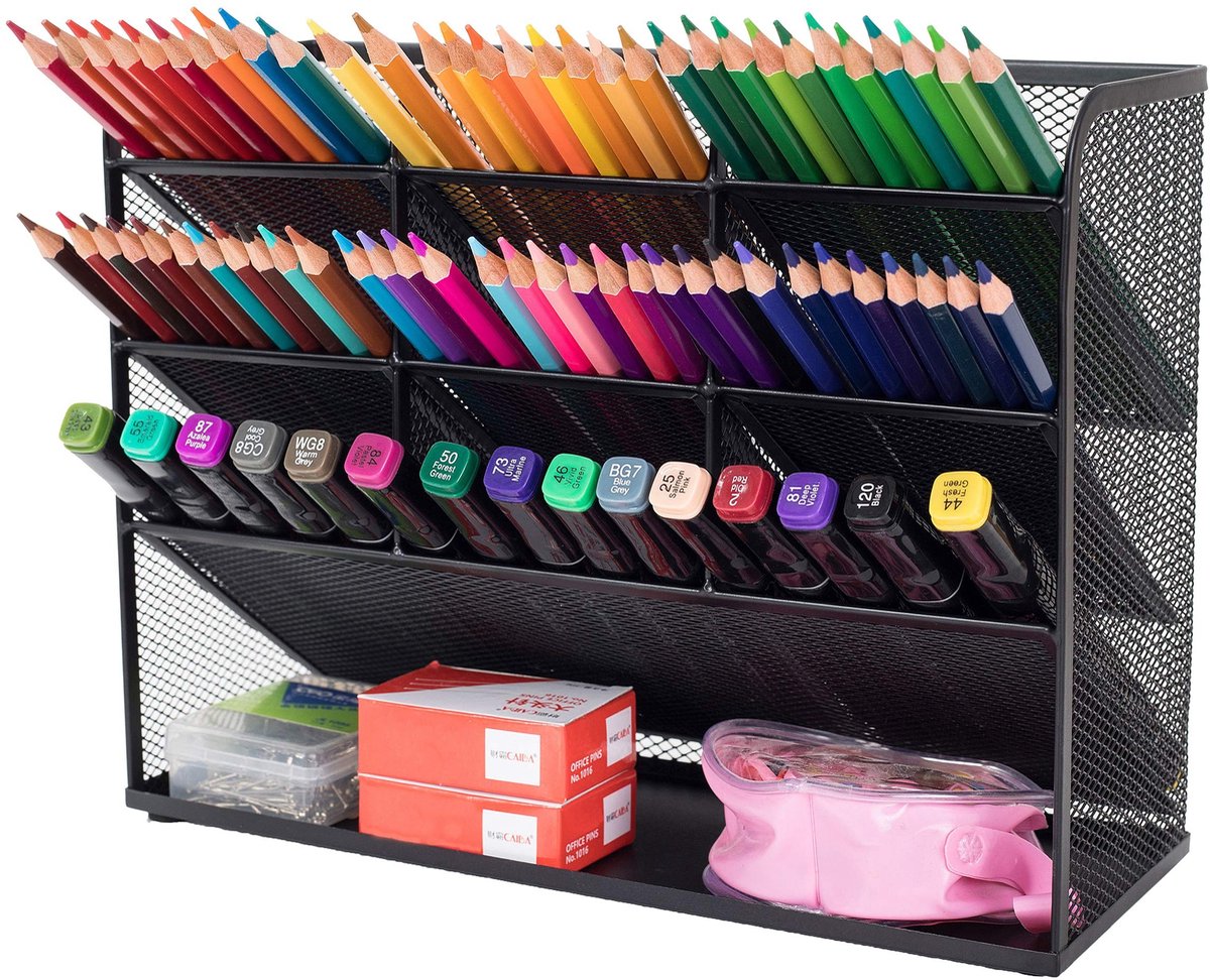 Dailygoods- Bureau-organizer Hoogwaardig Metaal - Multifunctionele Pennenhouder - Desk Organizer - Bureau Accessoires - Ruimtebesparend - Antislip Voetjes