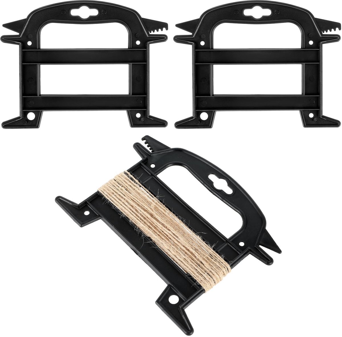Dailygoods- Koordhouder 2 Stuks - Draadwikkelframe - Kunststof - Zwart - 19,5 x 15 cm - Voor Paracord/Wikkelaar - Touwopwikkelaar
