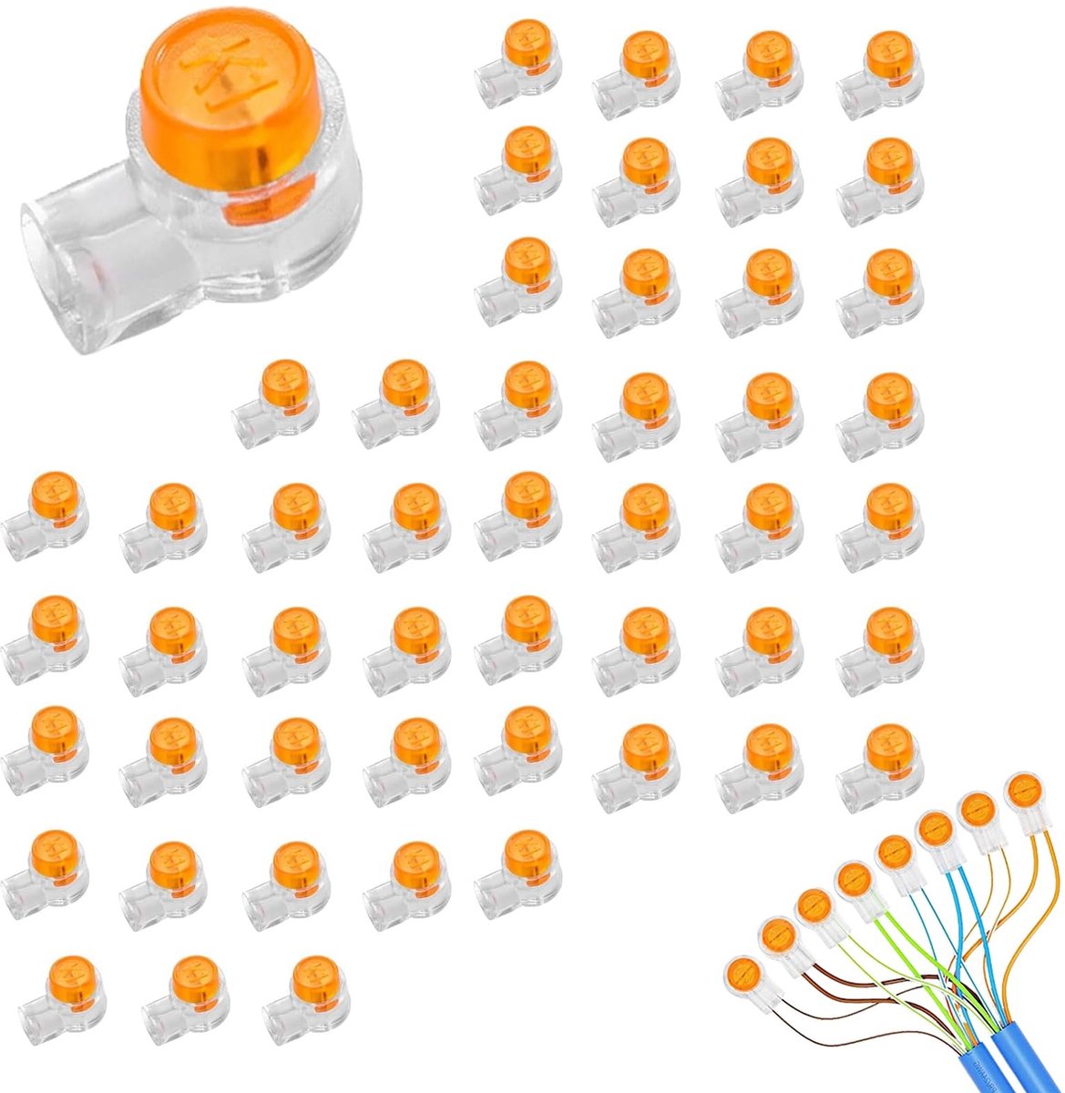 Dailygoods- Kabelverbinder 120 Stuks - Waterdichte Connectoren - K1 Telefoonkabelverbinders - Geschikt voor Huishoudelijke Apparaten - Eenvoudig te gebruiken - Transparante Kleur - Connector