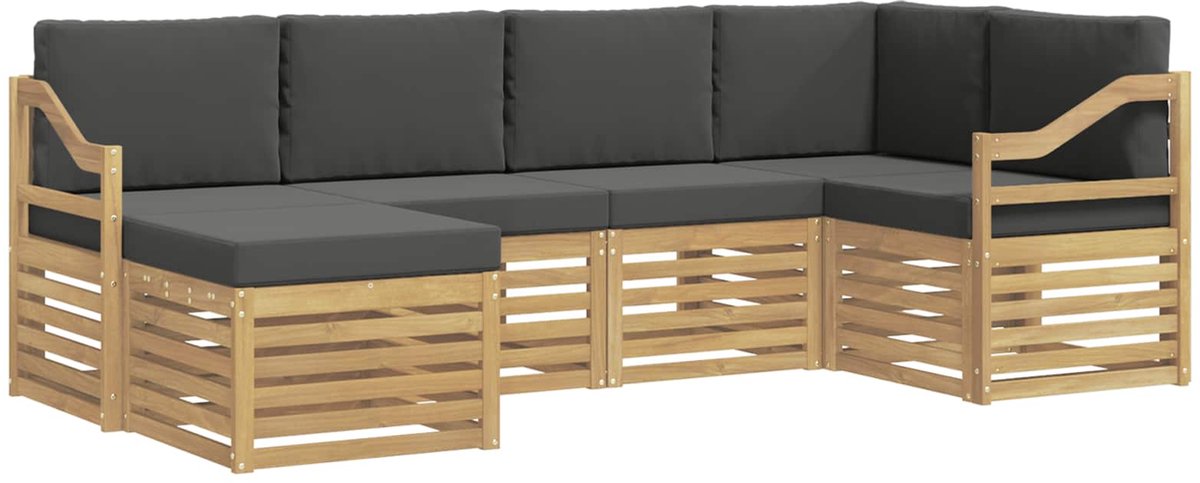 vidaXL Buiten - bank - set - 6 - st - 5-zits - Wit - en - antracietkleurig - Polyester Wit en antracietkleurig