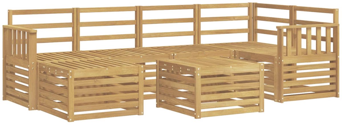 vidaXL Buiten - bank - set - 7 - st - 5-zits - Wit - Polyester