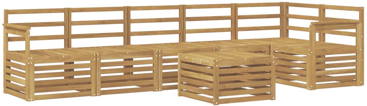 vidaXL Buiten - bank - set - 7 - st - 6-zits - Wit - Massief - Acacia - Hout