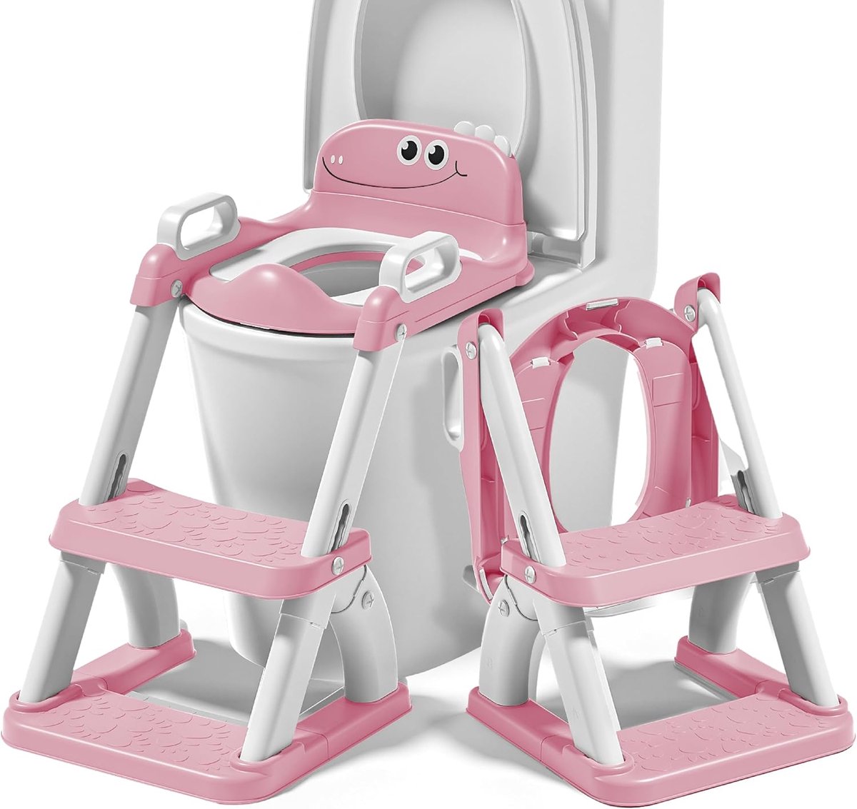 Toilet trainer - Kinder wc-bril - Zindelijkheidstraining - Opvouwbaar met trapje - 63 x 40 cm - Roze