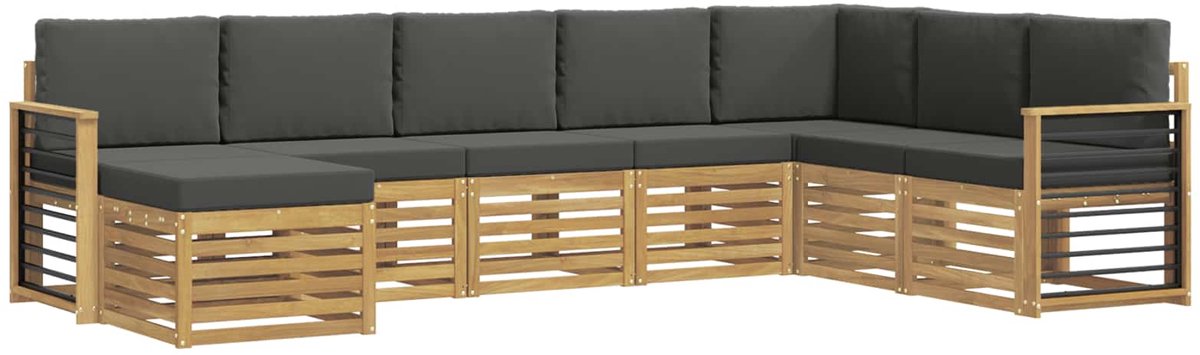 vidaXL Buiten - bank - set - 8 - st - 8-zits - Wit - en - antracietkleurig - Polyester Wit en antracietkleurig