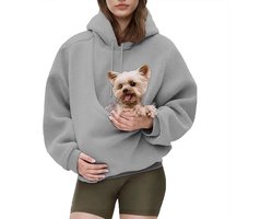 Sherpa Hoodie Pet Pouch Hoodie For Women UK Cat Dog Carrier Hoodies Puppy Holder Wear Hooded Sweatshirt Casual Solid Long Sleeve Sweater Tops Autumn Winter Oversized Fluffy Sweaters