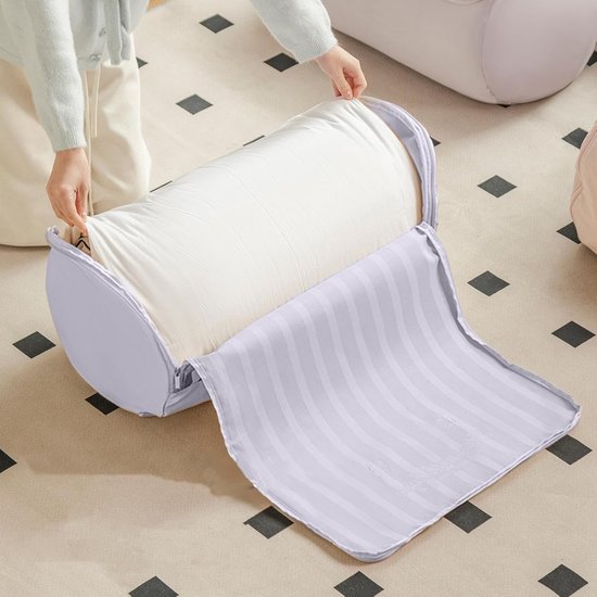 Beddengoed Opbergtas - Cilindrische Organizer - Ruimte Besparen - Rollend Compressie Mechanisme - M 55x33cm - Paars — afbeelding 5