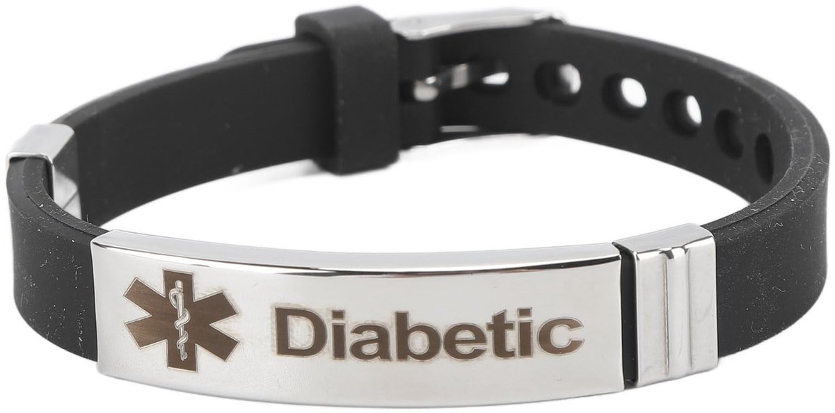 Dailygoods- Diabeteswaarschuwingsarmband Stijlvol Ontwerp - Verstelbare Siliconen Polsband - Nood-ID Sieraden - Gezondheid Prioriteit - Lichtgewicht en Comfortabel - Noodarmband