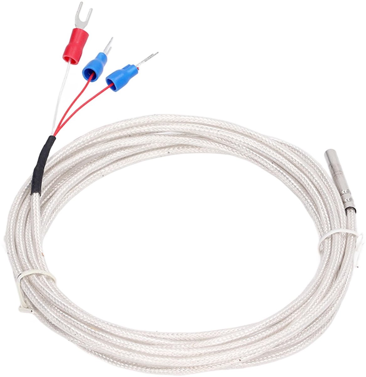 Dailygoods- Temperatuursensor waterdicht - PT100 - 3-draads thermistorsonde - Meetbereik -200 °C tot +450 °C - Lengte 3 meter - PFA materiaal - Temperatuursonde