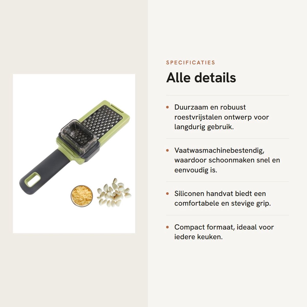Dailygoods- Handrasp Roestvrijstaal - Siliconen Handvat - Vaatwasmachinebestendig - Fijn Raspoppervlak - Duurzaam - Maat 20,5 x 5,8 x 3,3 cm - Rasp