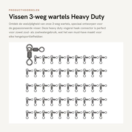 Dailygoody - Vissen 3-weg wartels - 50 stuks - Heavy Duty visgerei haak connector - 1/0*1-97LB - Draaibaar - Geschikt voor zoutwater en zoetwater van Merkloos — afbeelding 4