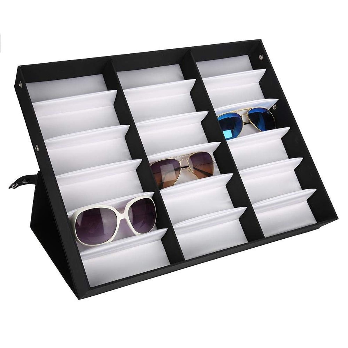 Dailygoods- Occasionsdoos 18 Roosters - Opbergkoffer - Presentatie - Afsluitbare Behuizing - Duurzaam Materiaal - Stofdicht - Brillenvitrine