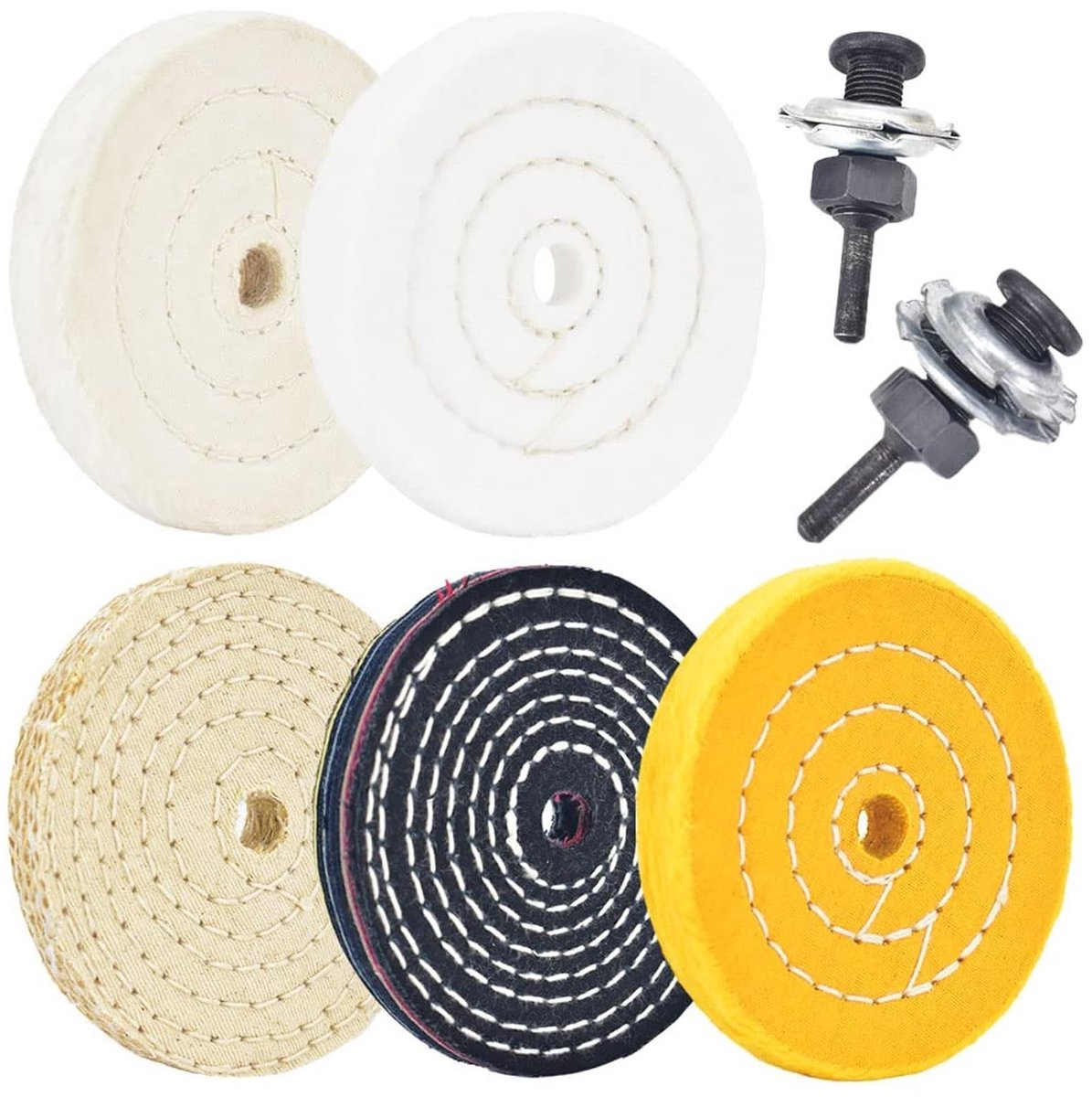 Dailygoods- Polijstschijf set van 5 - Polijstschijven 10,16 cm - Boorhouder 1,27 cm - Accessoires voor metaal/hout/steen - Professionele kwaliteit - Veelzijdige polijstmachine - Polijstset