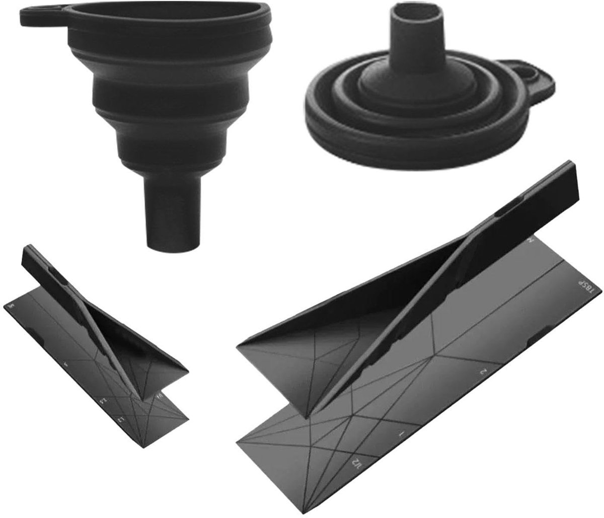 Dailygoods- Maatlepel Set - Opvouwbaar Keukengerei - Siliconen Trechter - Creatief Ontwerp - 2 Stuks - Veilig en Milieuvriendelijk