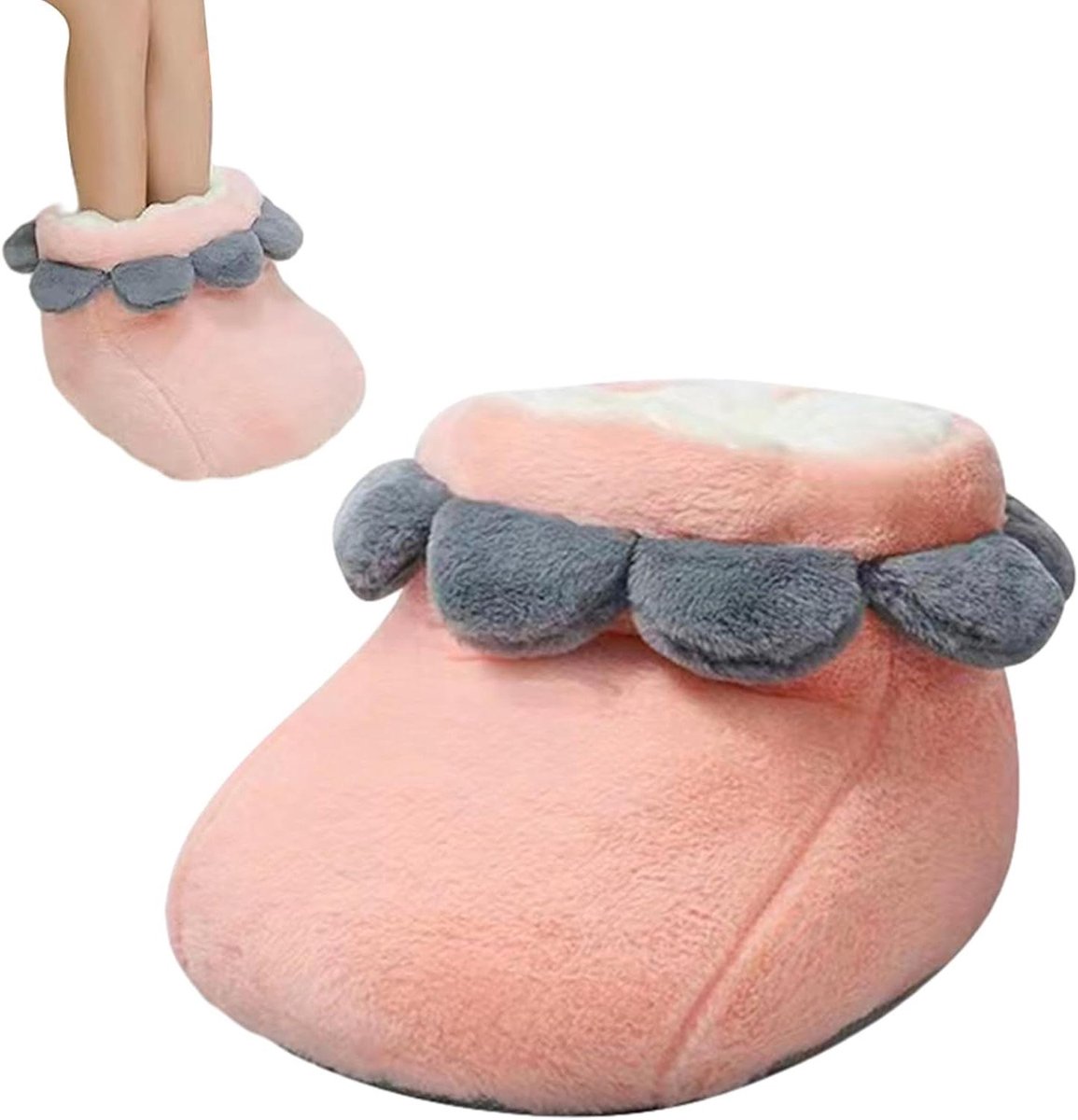Verwarmde Voetenwarmer - Slippervormige Warmer - Comfortabel Werken - Wasbaar Ontwerp - 30x35x25 cm - Grijs