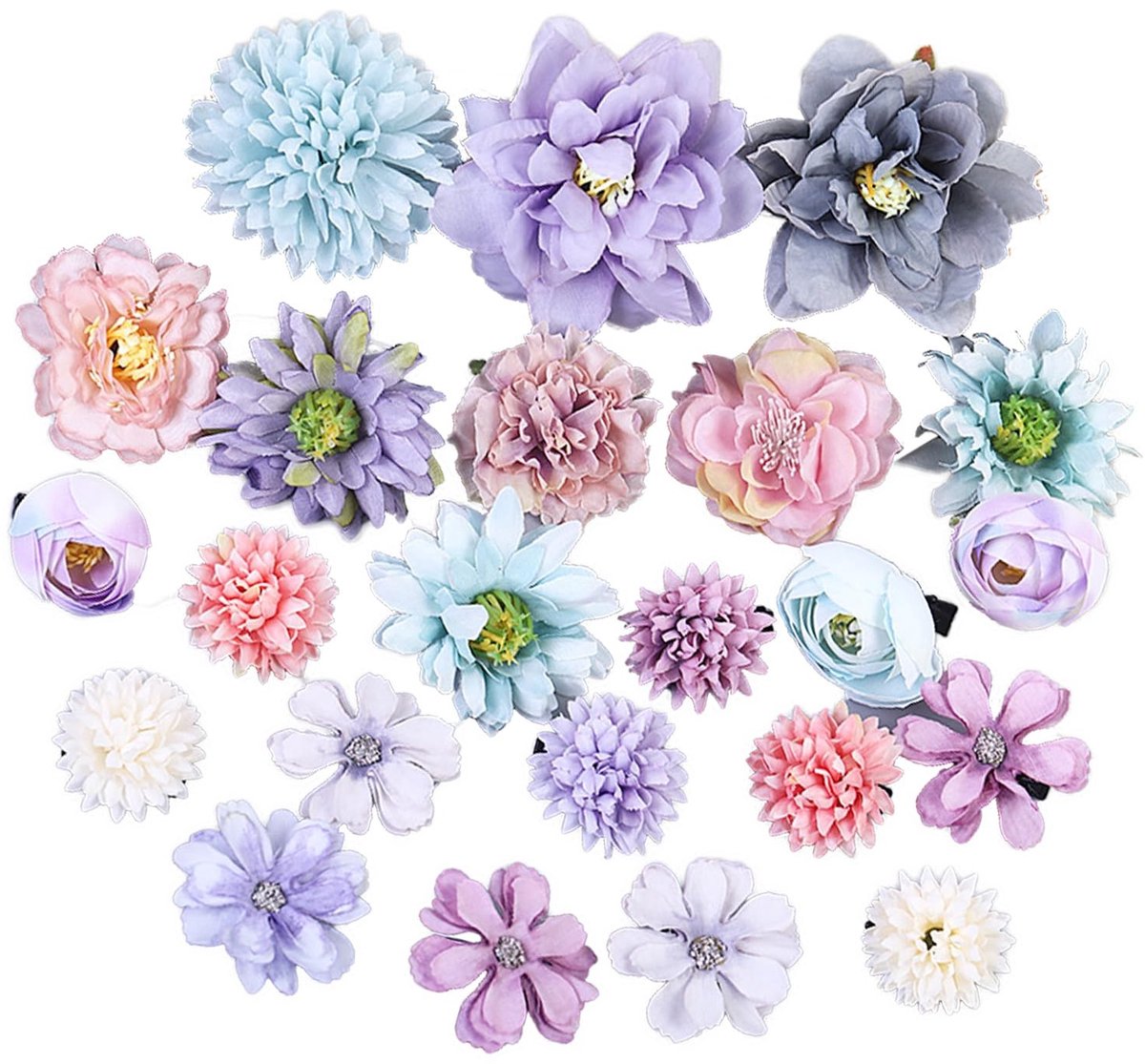 Dailygoods- Kunstbloemen 23 Stuks - Blauwe Kunstbloemkoppen - Zijde/Papier Bloemen - Bruiloft/Tafeldecoratie - DIY Creatieve Decoratie - Altijd Vers - Decoratieve Bloemen