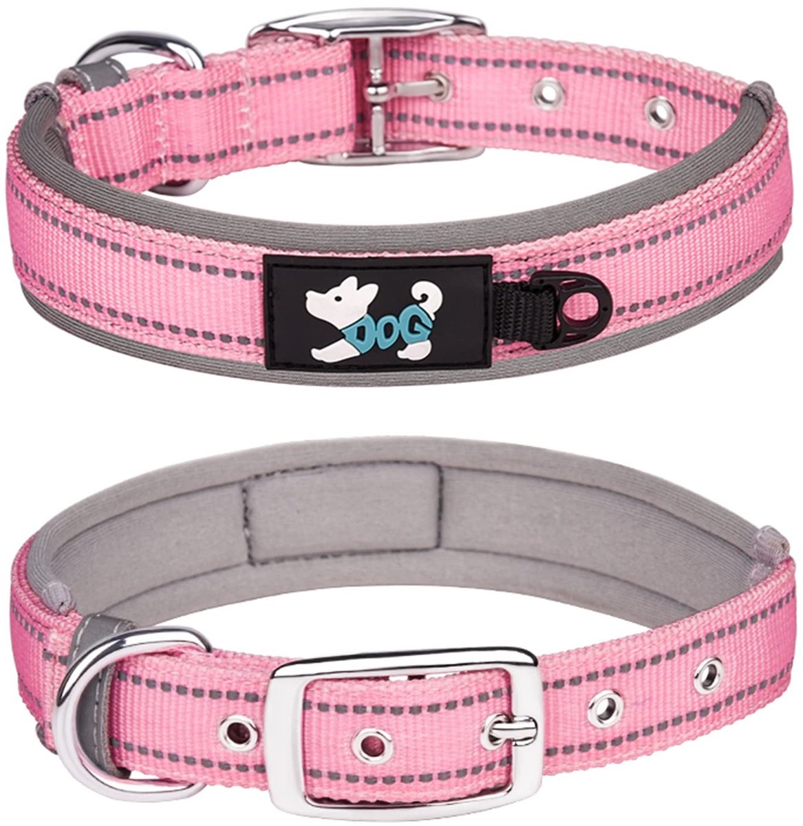 Dailygoods- Halsband Zacht Neopreen - Verstelbaar - Reflecterend - Nylon - Voor Grote Honden - Maat XL (58-68cm) - Hondenhalsband