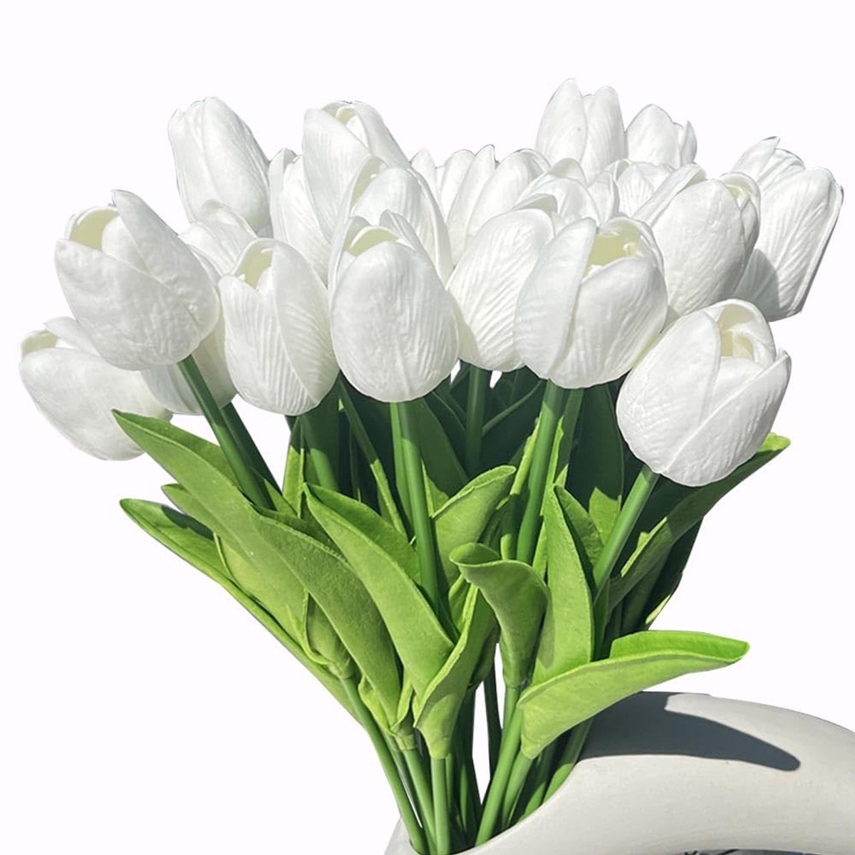 Dailygoods- Kunstbloemen 24 stuks - Kunsttulpen - Latex Real Touch - Decoratie voor binnen/buiten - Bruidsboeket - Afmeting 350mm hoog - Nepbloemen