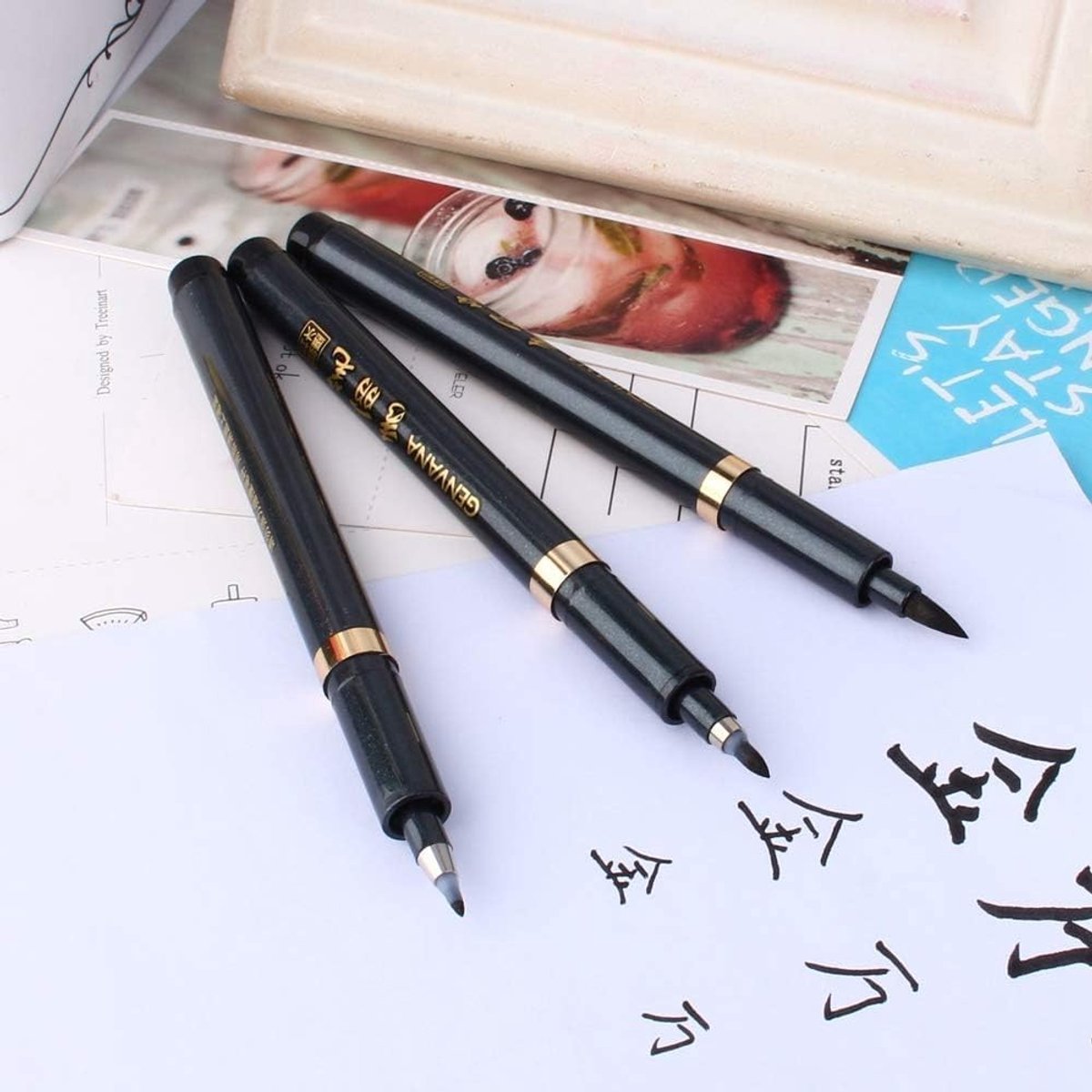 Dailygoods- Inktpen Set - 3 Maten - Kalligrafie Pen - Penseelpennen - Handlettering - Flexibele Penseeltips - Niet-giftige Inkt - Kalligrafiepen