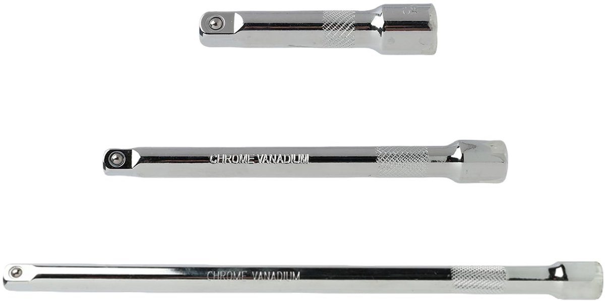Dailygoods- Ratelverlenging Driedelige Set - Verlenging 75mm/150mm/250mm - Dopsleutelverlenging - Chroom-vanadium-staal - Duurzaam en Corrosiebestendig