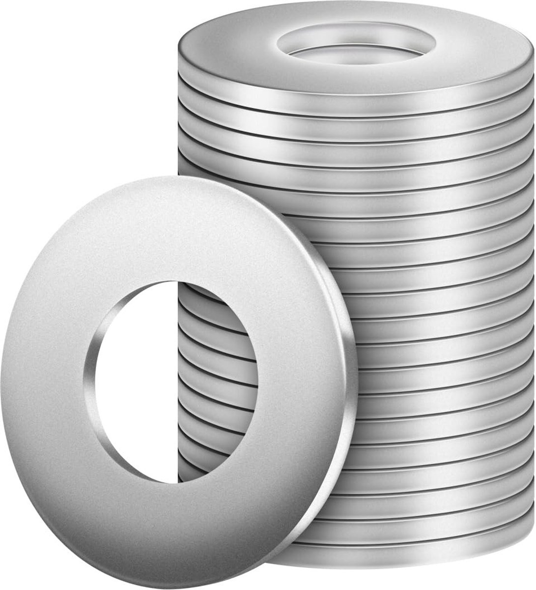 Dailygoods- Sluitringen Roestvrij Staal - M8 x 20 mm - 20 Stuks - DIN9021/ISO7093 - Corrosiebestendig - Geschikt voor Moeren/Bouten - Bevestigingsringen