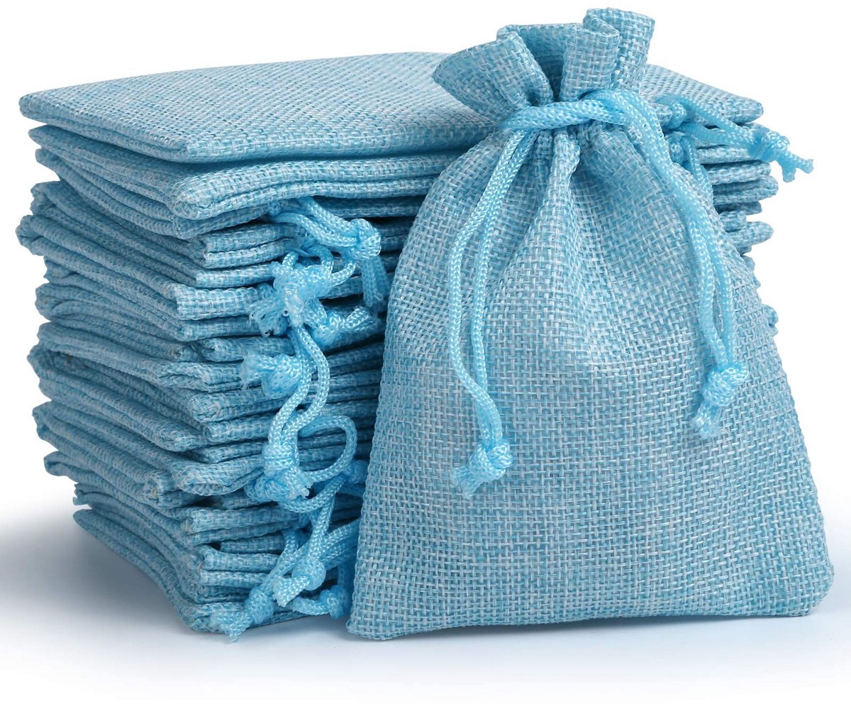 Dailygoods- Jute Zakjes 24 Stuks - Jute Geschenktas - Natuurlijke Zakjes - 10 x 14 cm - Duurzaam - Trekkoord Sluiting - Geschenkzakjes