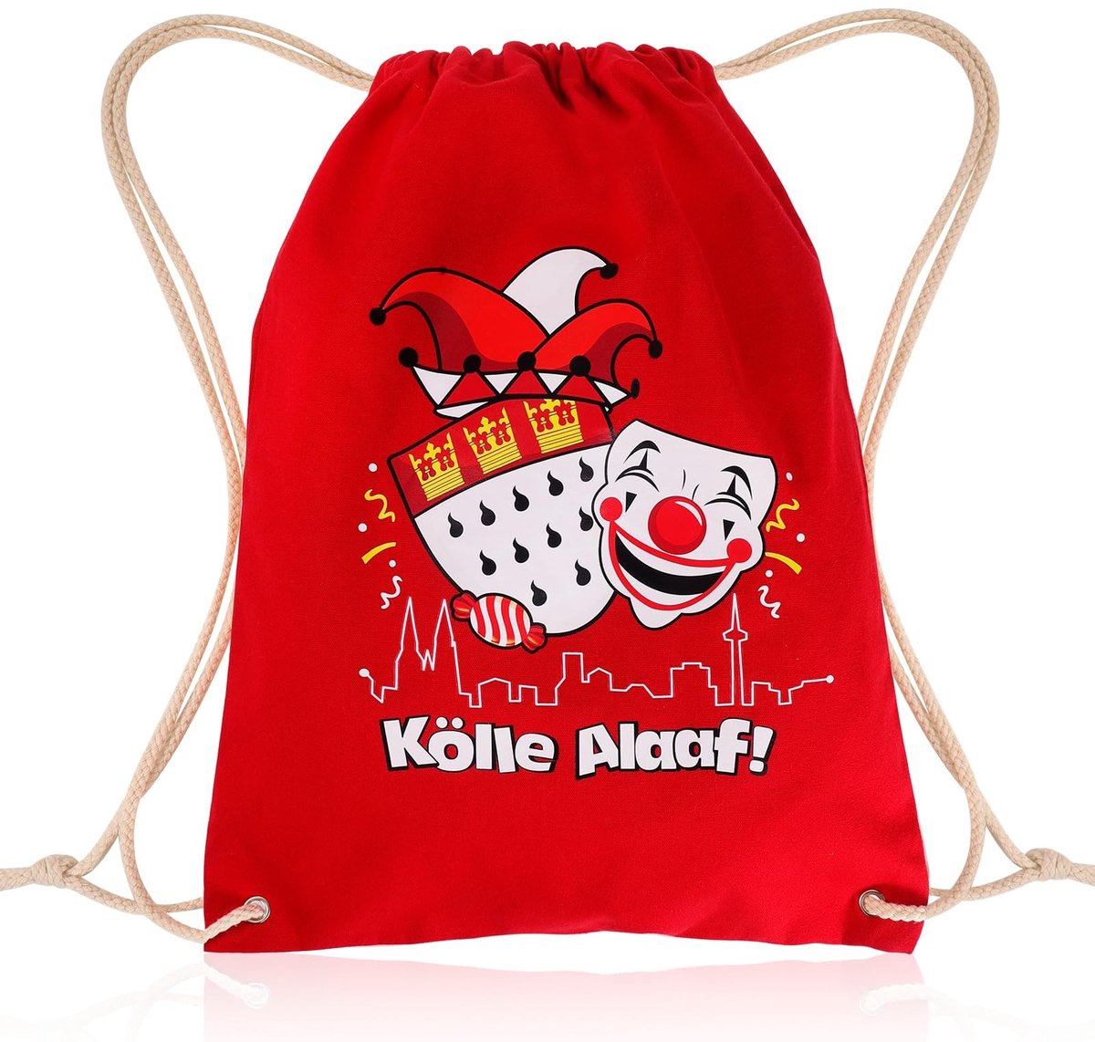 Dailygoods- Stoffen Tas met Trekkoord - Gymtas voor Carnaval - Kolle Alaaf - Sporttas - Keulen - 1x Gymtas