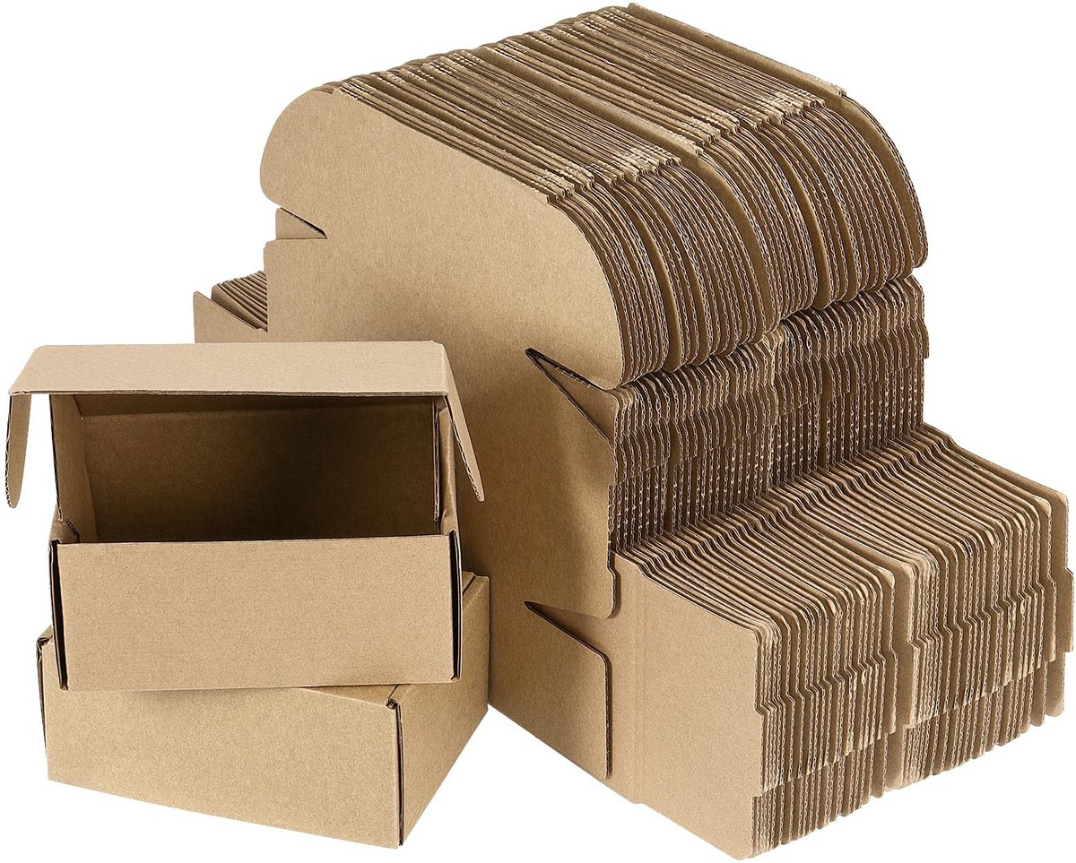 Dailygoods- Verzenddozen 50 Pack - Bruin Golfkarton - 15 cm x 10 cm x 6 cm - Stevige Verpakking - Perfect voor Geschenken - Hoge Stabiliteit - Verzenddoos
