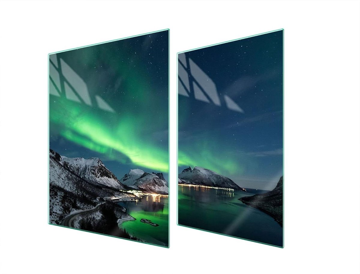 Kookplaat Afdekplaat - Spatbord Snijplank - Keuken Beschermen - Gehard Glas - 70 x 52 cm - Multicolor