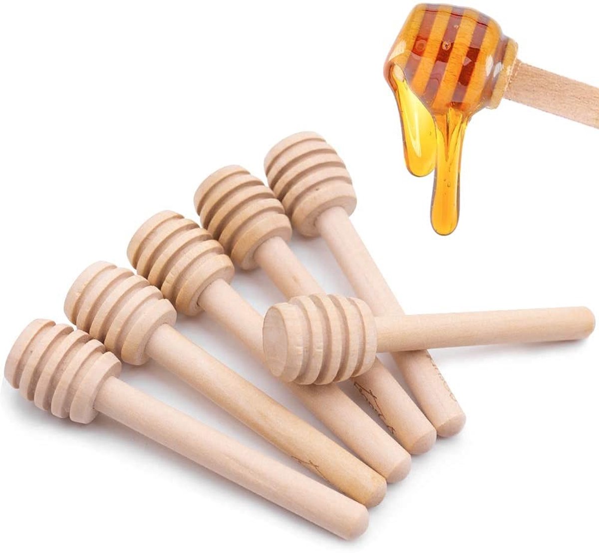 Dailygoods- Mini Sticks 50 Stuks - Houten Honinglepels - Draagbare Mengpot - Voedselveilig - Duurzaam - Gemakkelijk te Reinigen - Honingstokjes