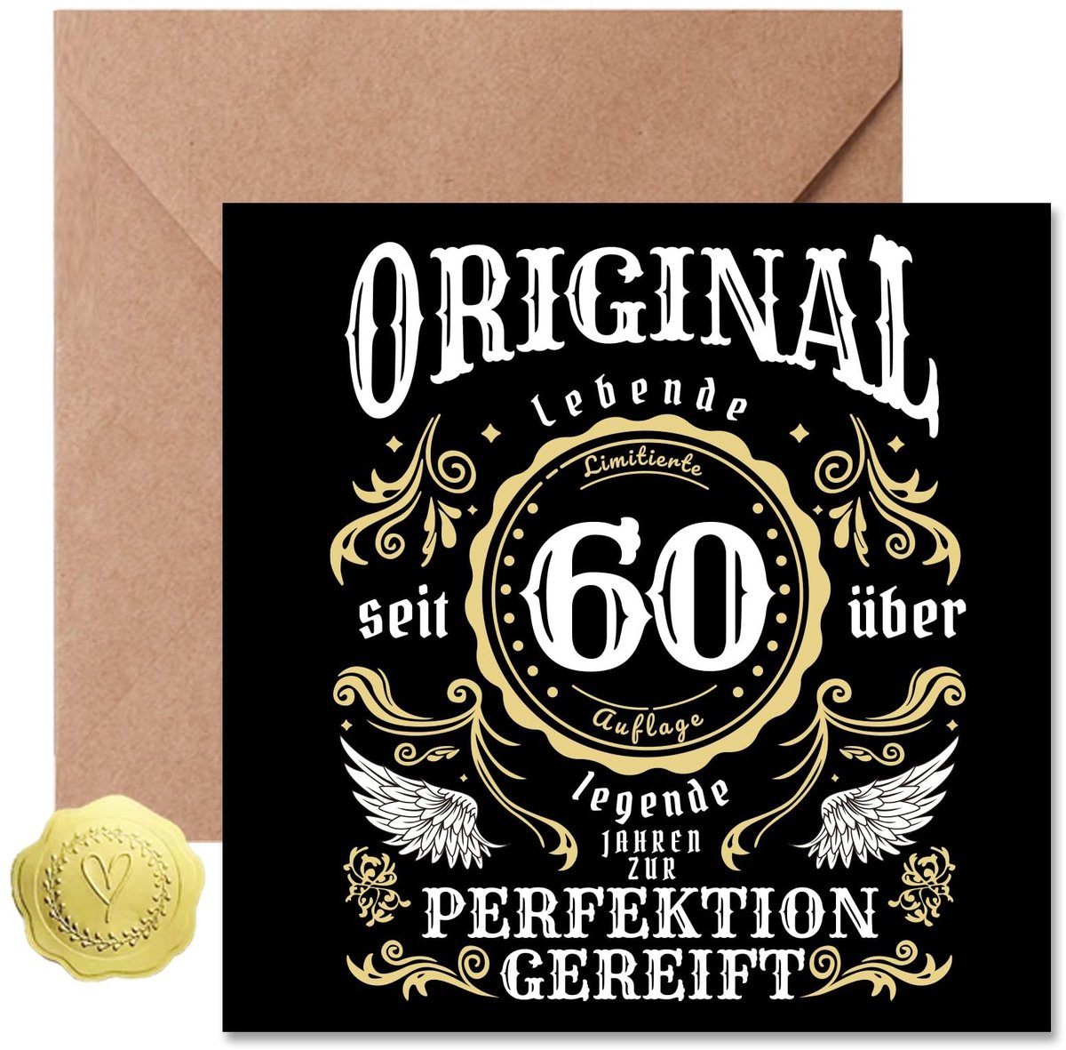 Dailygoods- Verjaardagskaart Retrostijl - Verjaardagskaart 60 met Envelop - Grappige Verjaardagskaart - Cadeaus voor 60e Verjaardag - Hoogwaardig Papier - Uniek Design - Verjaardagswenskaart