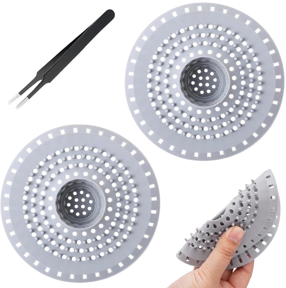 Dailygoods- Haarzeef Siliconen - Afvoerzeef - Haarvanger - Antislip - Gootsteenfilter - Waterdicht - 12,5 cm - Afvoerfilter