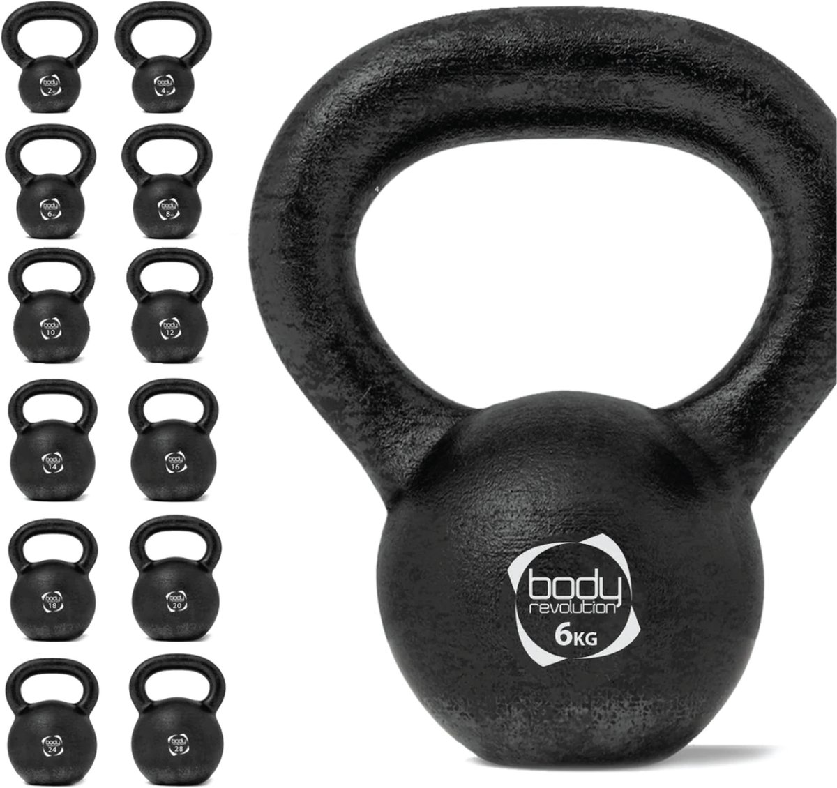 Gietijzeren 6 kg kettlebell met stabiele platte bodem