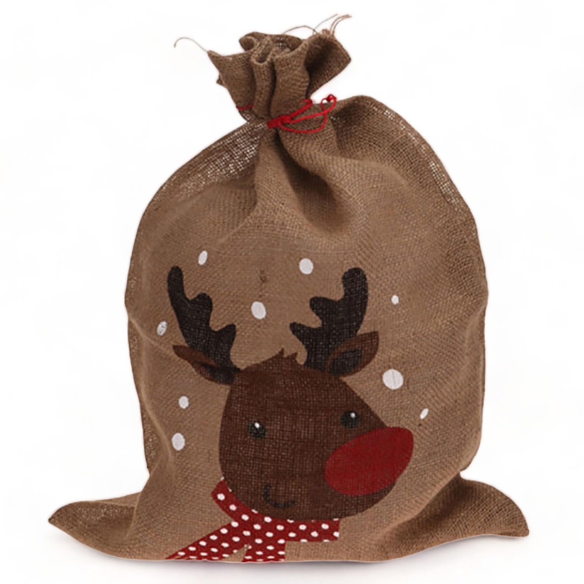 Dailygoods- Geschenkzak Jute - Gekleurd Kerstmotief - 50 x 70 cm - Duurzaam - Herbruikbaar - Natuurlijke Kleuren - Cadeautas