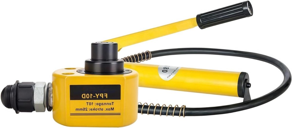 Hydraulische Krik - Handpomp Cilinder - Zware Lasten Hef - Compact Krachtig Ontwerp - 10 Ton Capaciteit - Zwart
