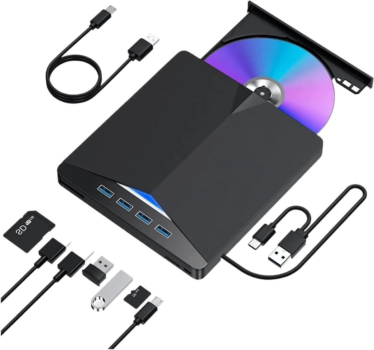 7-in-1 USB 3.0 Type-c Externe DVD RW CD Drive Brander Reader Speler Optische Drive Extern For PC Laptop Desktop IMacs Compact En Gebruiksvriendelijk