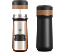 RECAFIMIL Draagbare French Press Koffiezetapparaat Reis Franse Koffiezetapparaat Roestvrij Staal Koffiemok 355 ml Ideaal voor Kamperen en Reizen