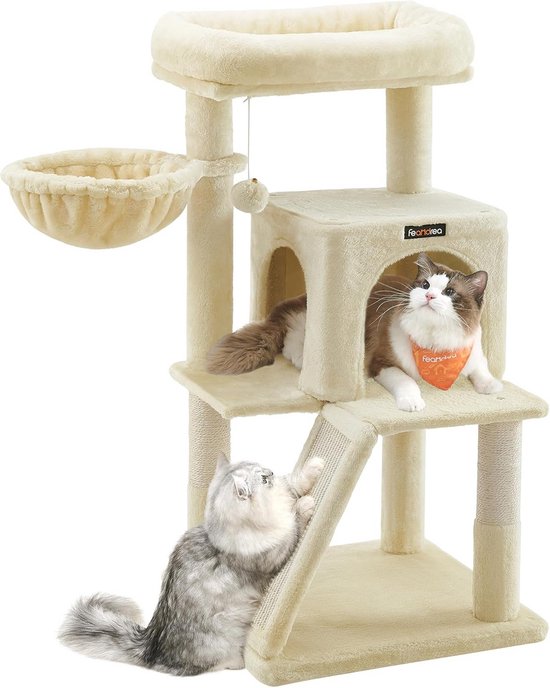 FEANDREA krabpaal, krabpaal met groot platform, beige PCT51M