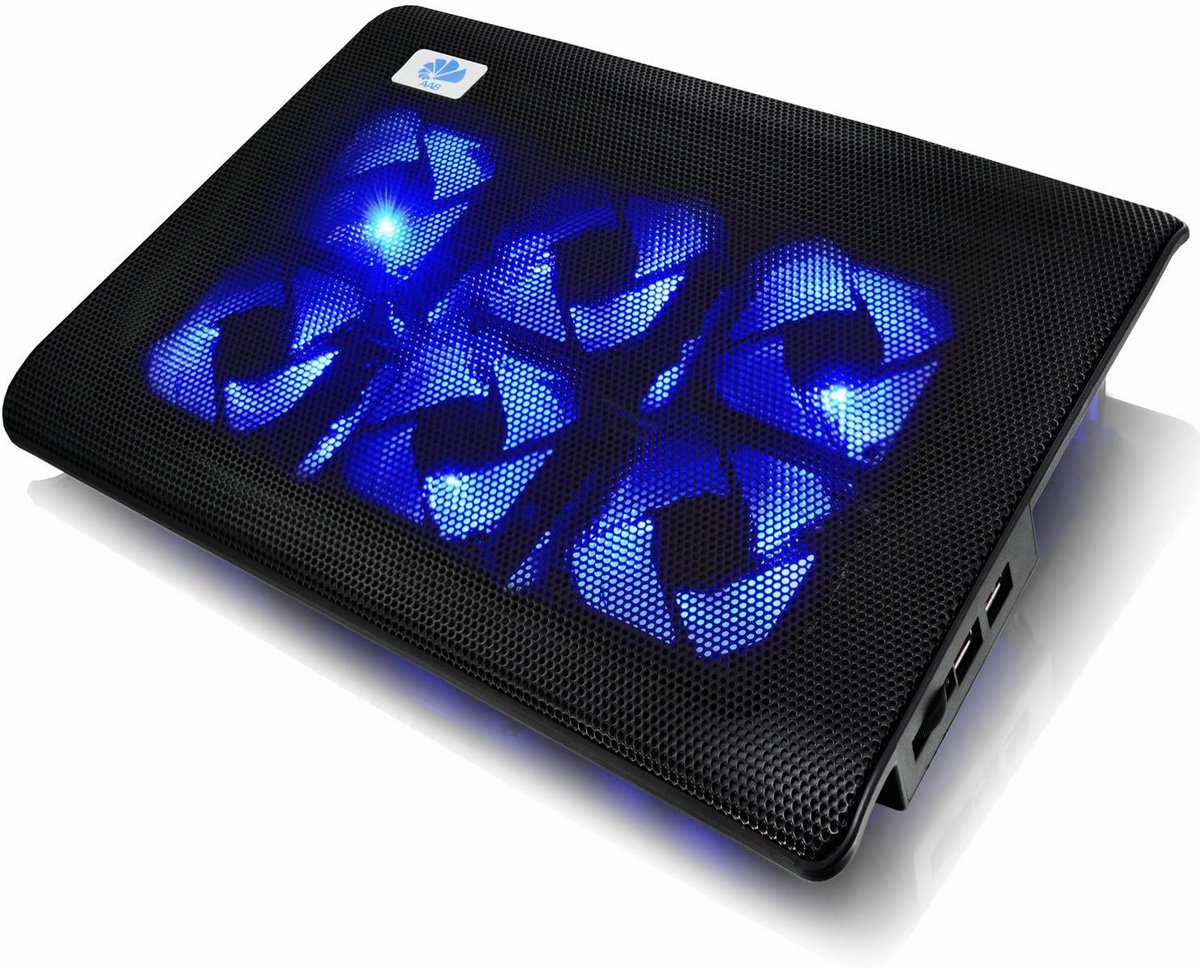 AABCOOLING NC70 - Laptop Cooling Pad with 6 Fans and Blue LED Lighting, USB Cooler for Notebooks 10 to 17.3 inch, Silent Laptop Fan with Stand