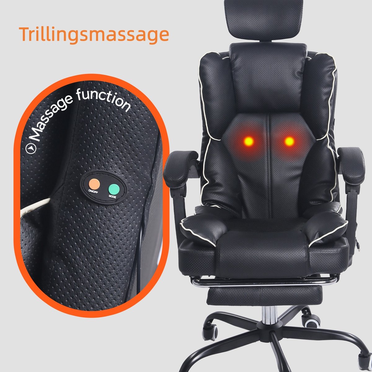 Gotagee Gaming-Stoel – Met Ventilator, Ergonomische Bureaustoel, Luchtkoeler & Koeling, Geventileerde Zitting, Ligfunctie, Massage, Verstelbare Directiestoel, Zwart thumbnail 8