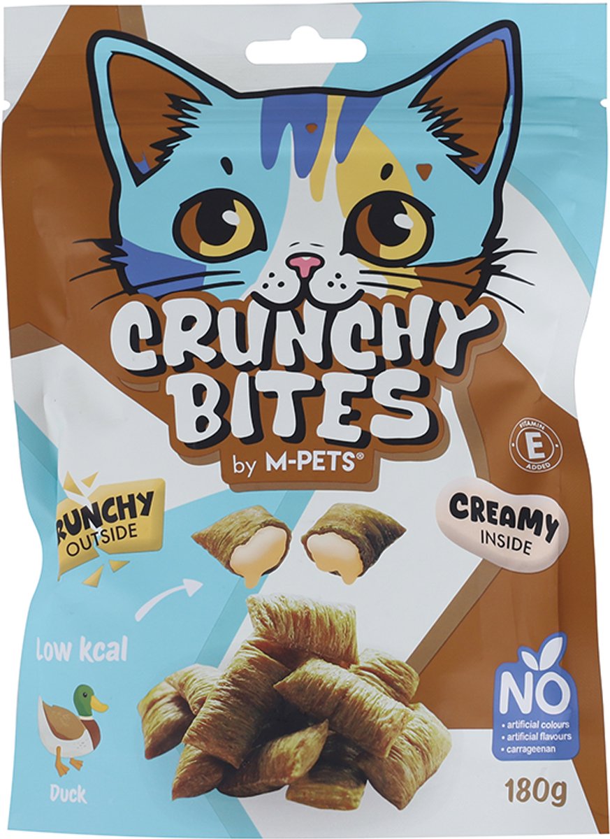 M-PETS CRUNCHY BITES kat snack eend - 60 g - per 12
