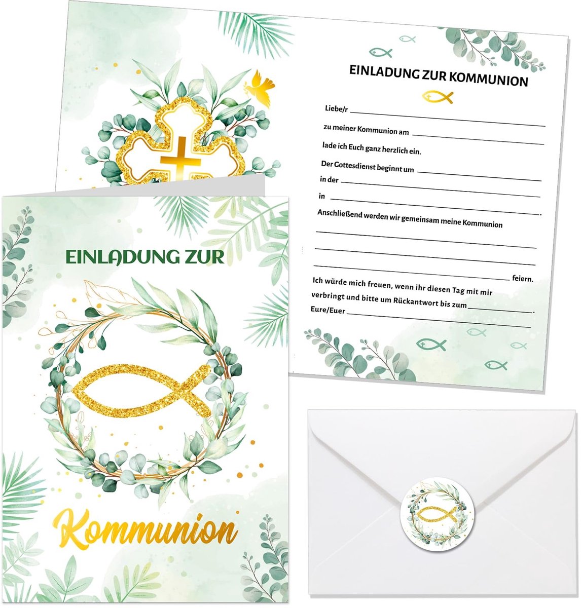 Dailygoods- Communiekaart met Envelop - Uitnodigingskaart - Zelfklevend - Voor Jongens/Meisjes - Wenskaart - Feestelijke Ontvangst