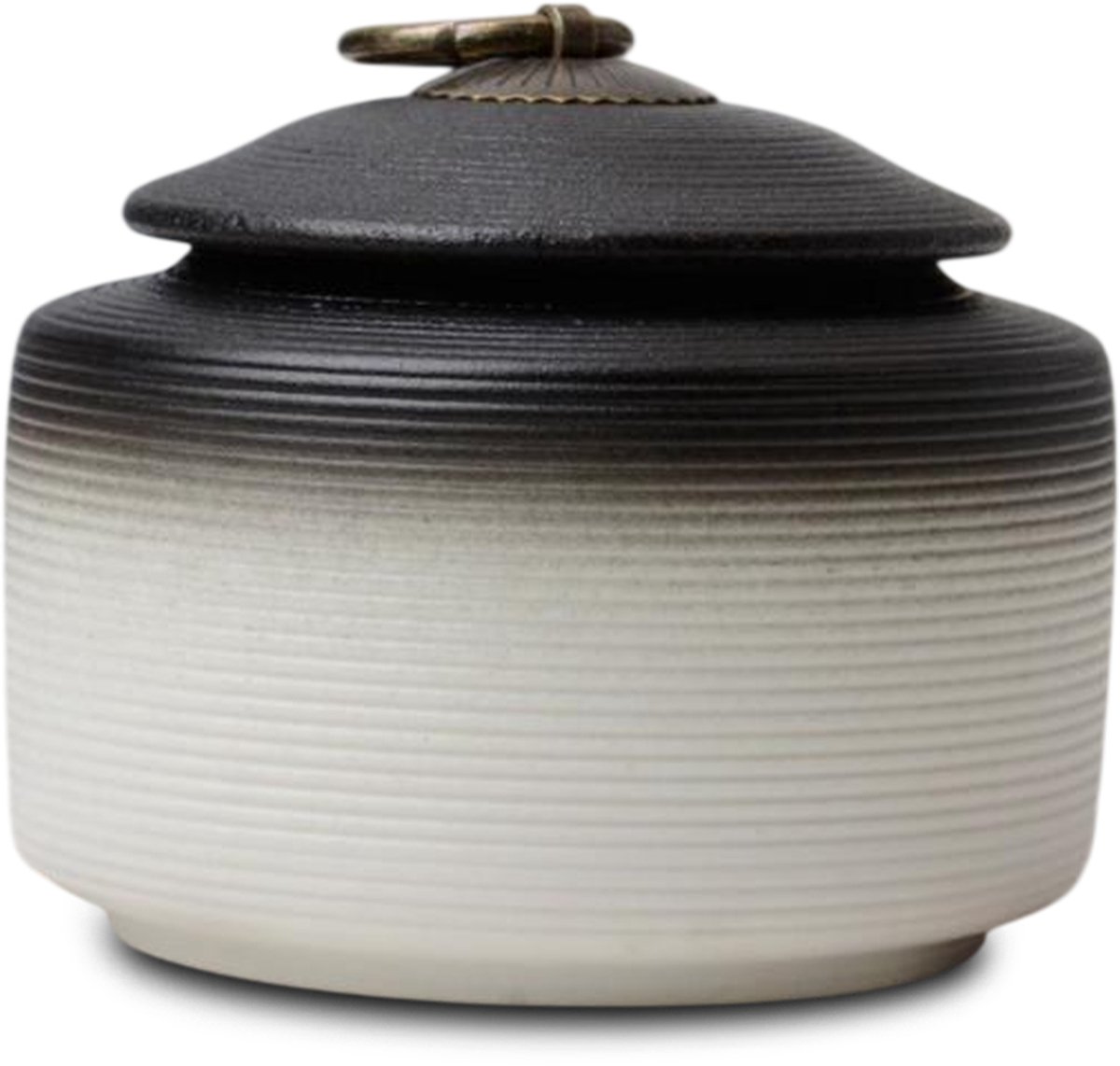 Akerz Keramische Mini Urn Zwart-Wit – 125 ml – Handgemaakte Herinneringsurn – Inclusief Beschermzakje – Voor Mensenas en Dierenas