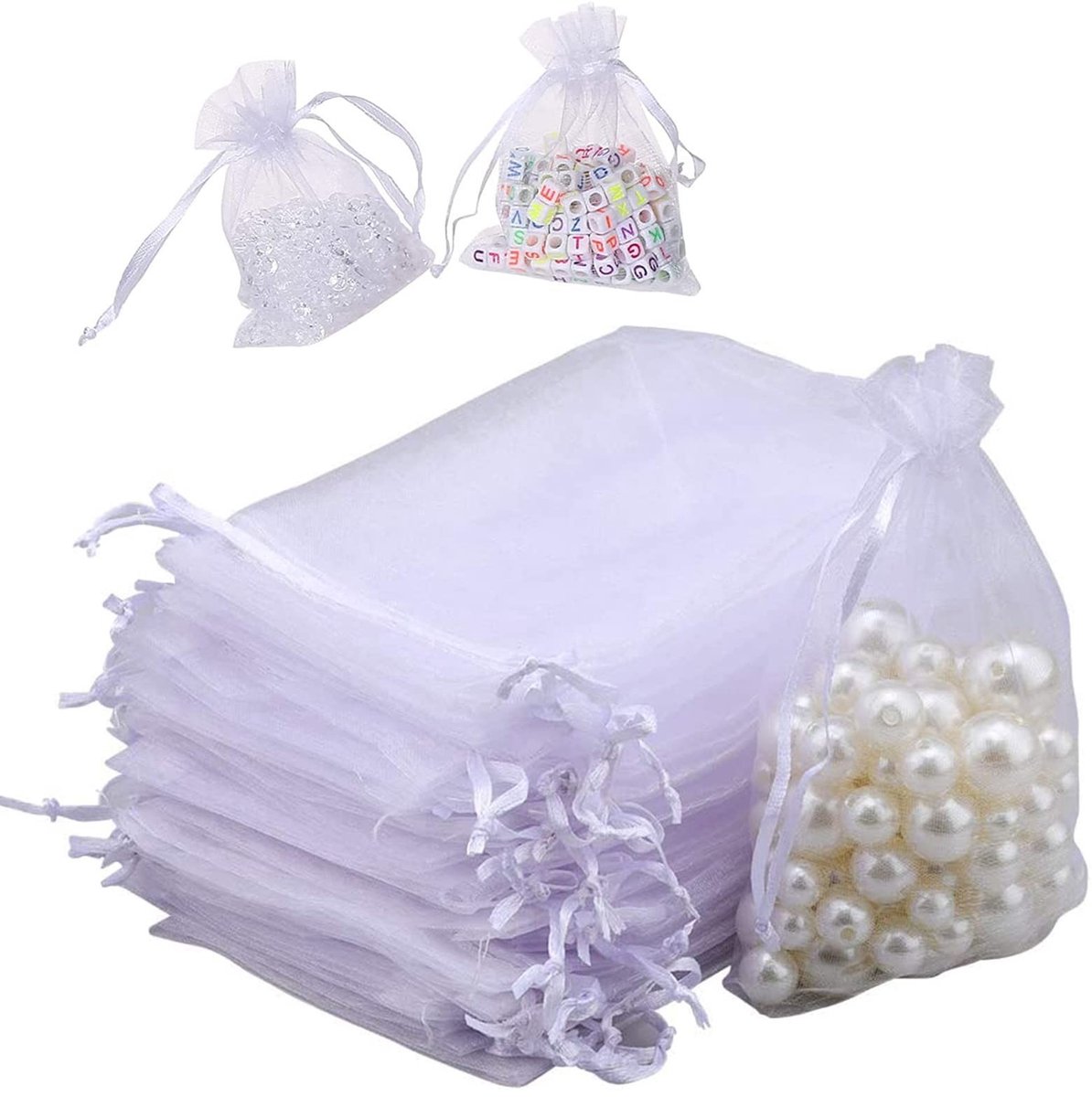 Dailygoods- Geschenkzakjes 100 Stuks - Organza Zakjes 10 x 15 cm - Snoepzakjes - Huwelijksfeestgunst - Cadeautasjes - Trekkoordsluiting - Cadeauzakjes