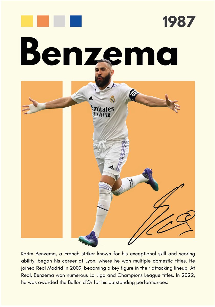 Karim Benzema Real Madrid - Dibond Wanddecoratie - 35x50 cm - Premium Aluminium Wandprint - Voetbal Kunstdruk - Galerij Kwaliteit - Benzema