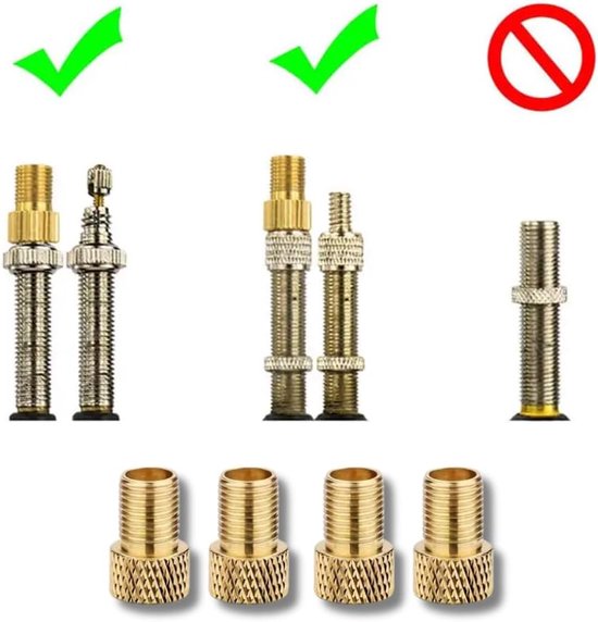 Ventiel Adapter - Fiets Ventiel - Banden Oppompen - Presta naar Schrader - 1 Stuk - Goud — afbeelding 3