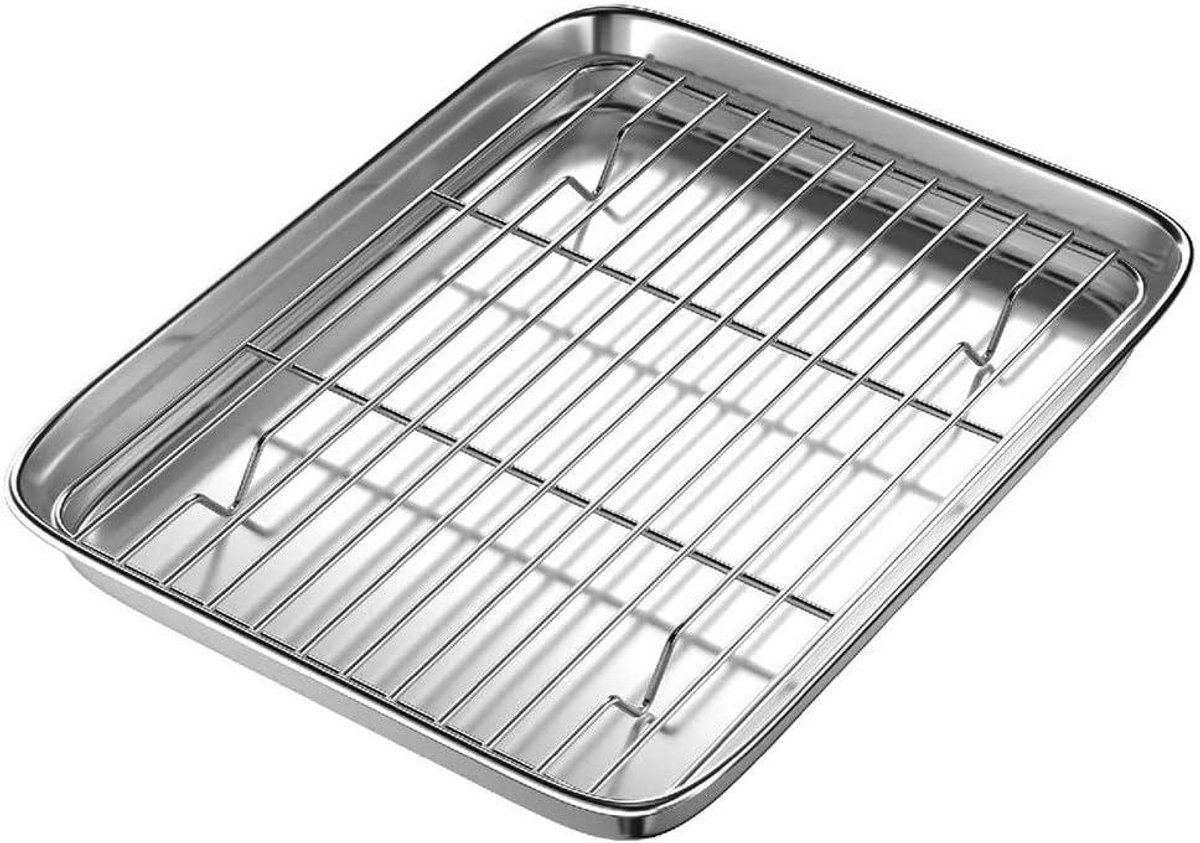 Bakplaat en rooster Oven set Bakken en koelen Vaatwasserbestendig 23x20 cm Zilver