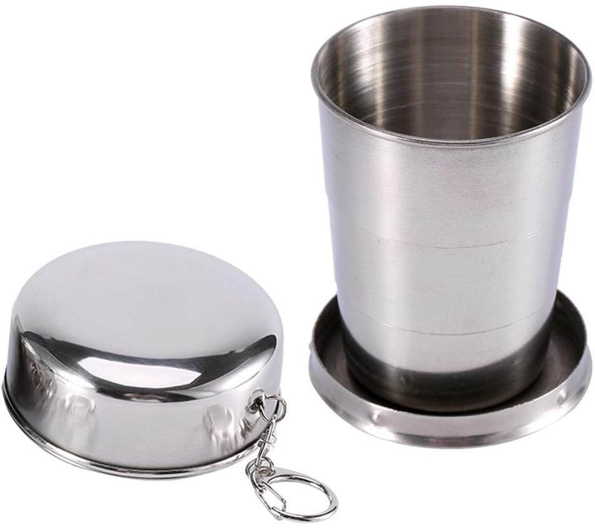 Dailygoods- Vouwbeker Roestvrij Staal - Opvouwbare Drinkbeker - Telescopische Beker - Draagbare Mok - Kampeerbeker - Ruimtebesparend Accessoire